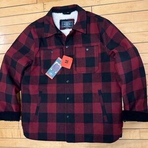 NWT G.H. Bass Co. Full Zip Wool Sherpa Lined Plaid Shirt Jacket Shacket Medium
